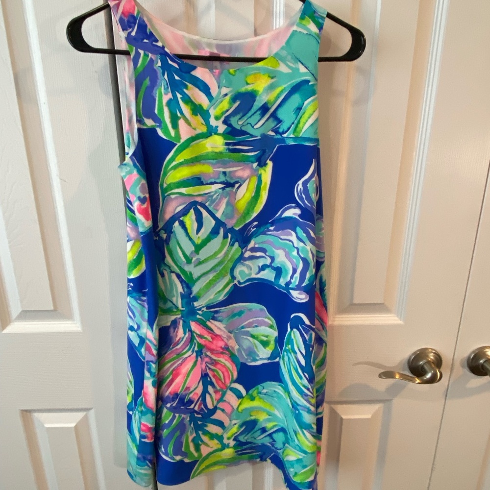 Lilly P sleeveless royal blue Swing dress with flowers XS